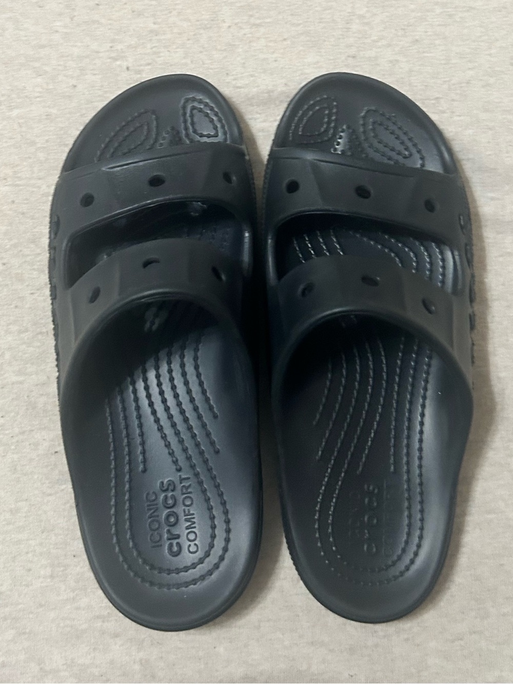 CROCS Black Dual-Strap Slide Sandals